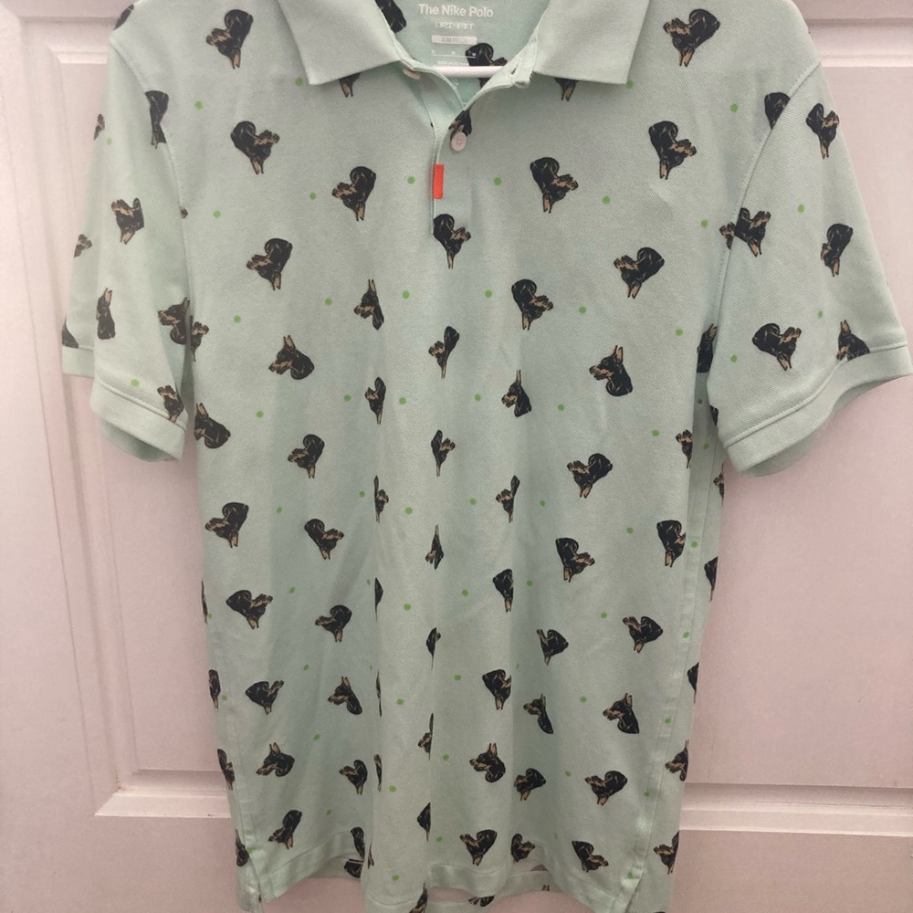 Nike Light Green Patterned Polo with all over dog Pattern